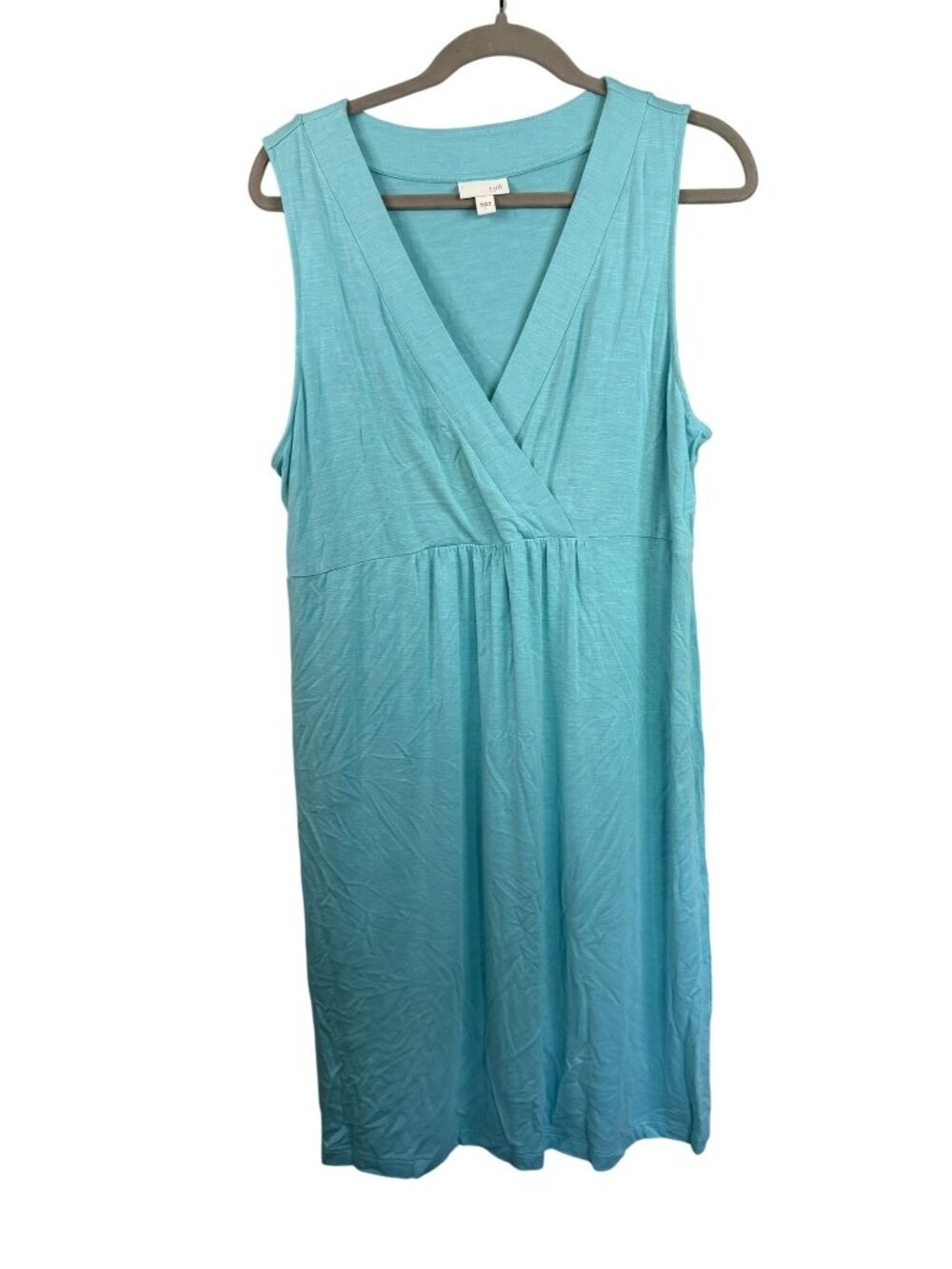 J. Jill Turquoise Sleeveless V-Neck Dress L Rayon Blend